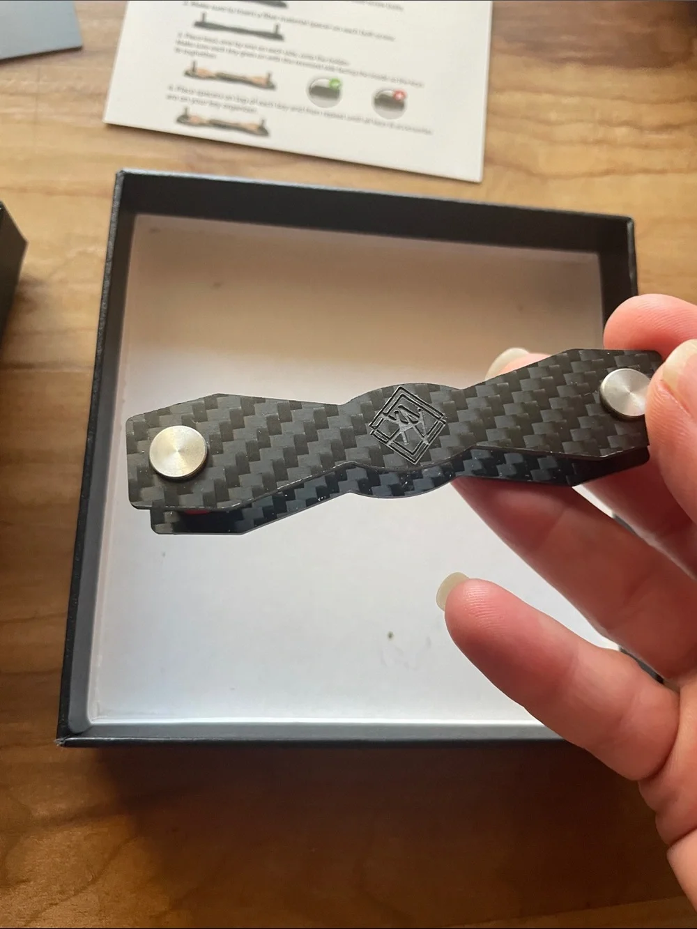 Compact Black Carbon-Style Key Organizer for Men